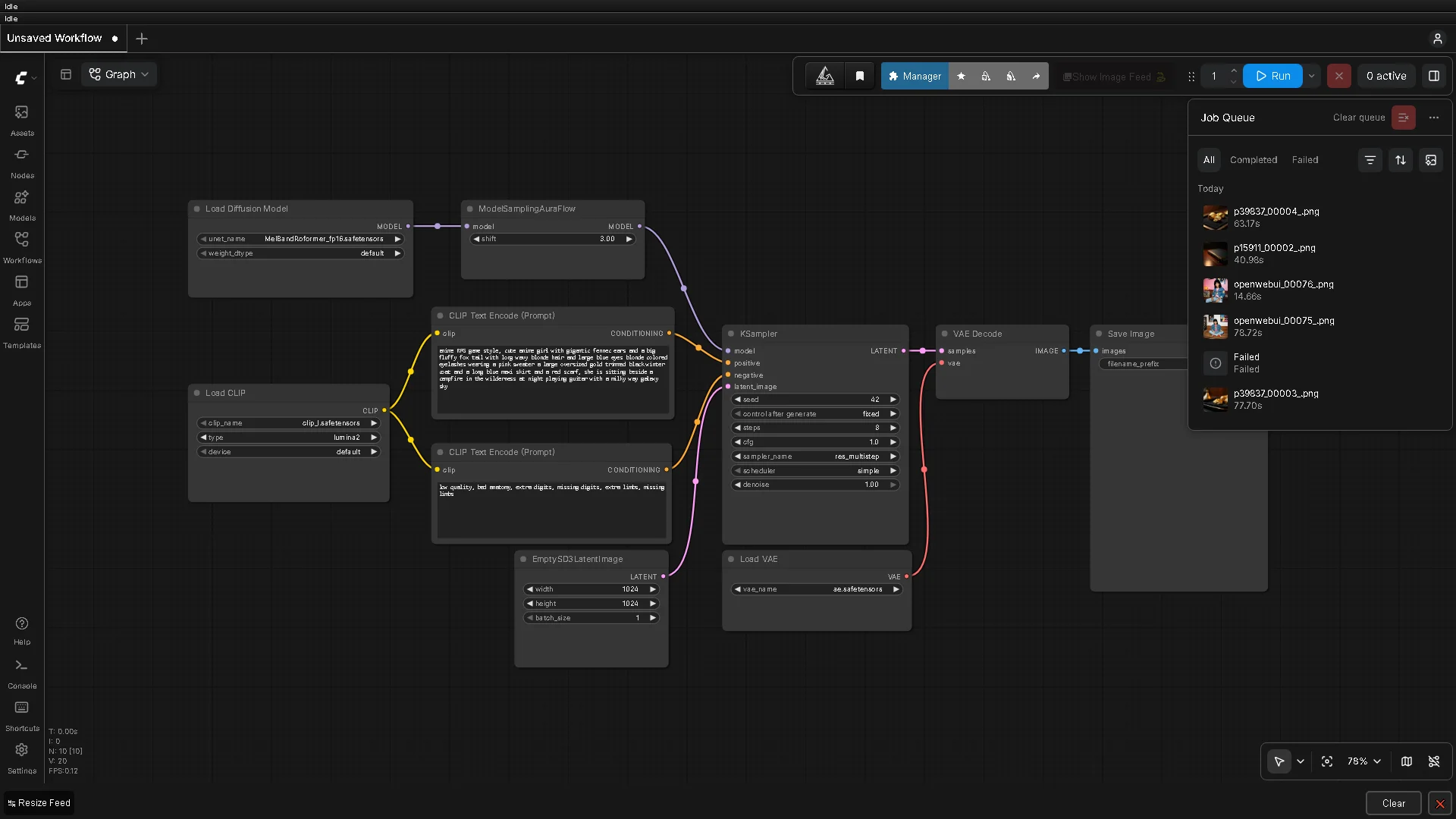 เตา GPU0 บน i9 — workflow Flux พร้อมแผงคิวงานเปิด