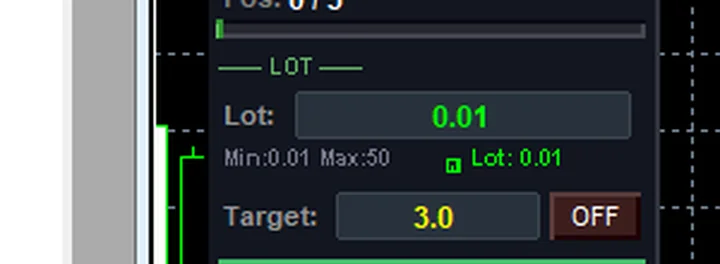 แถว Lot: 0.01 และ Target: 3.0