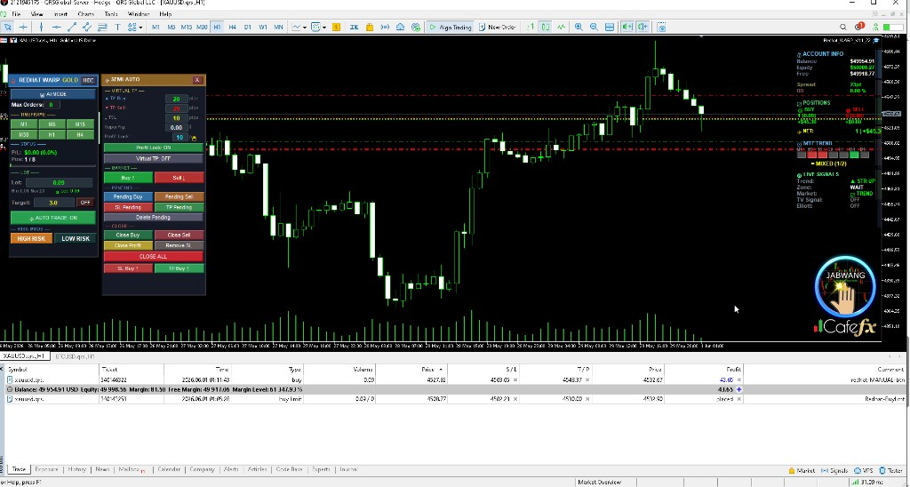 EA ทำงานจริง · มีออเดอร์ BUY กำไร · Profit Lock ON