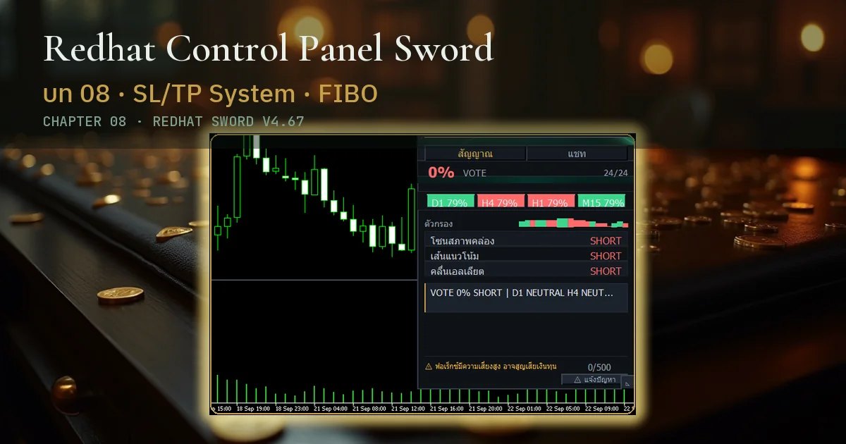 v4.67 · 2026-09 · บทที่ 8 ตั้ง SL/TP ทั้งฝั่ง · 4 ปุ่ม + Show Fibo