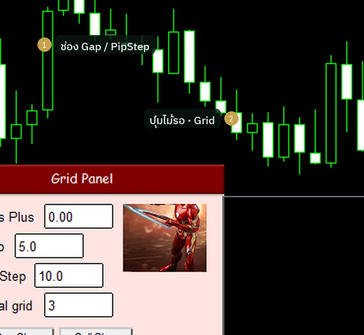 v4.67 · 2026-09 · หน้าต่างกริด Gap PipStep Total grid กับปุ่มไม้รอ